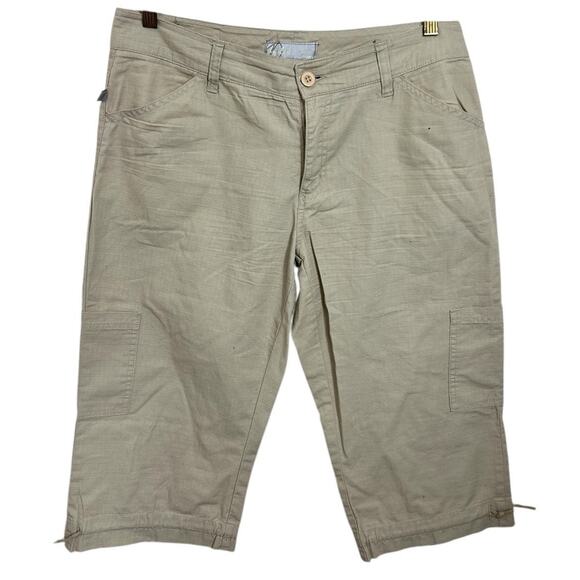Duplex By Tyte Beige Crop Pants Sz 8 Straight Drawstring Leg Cargo Pockets - Picture 6 of 7